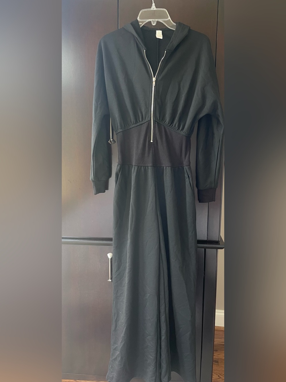 Halara Black Long-Sleeve Jumpsuit Zip-Front